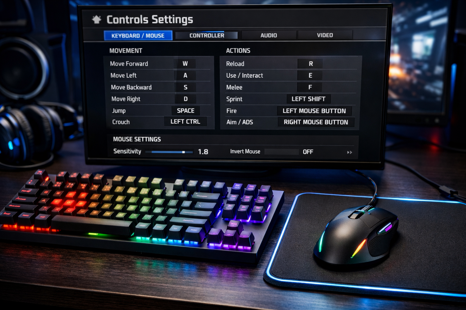 Oyun klavye ve fare kontrol ayarları